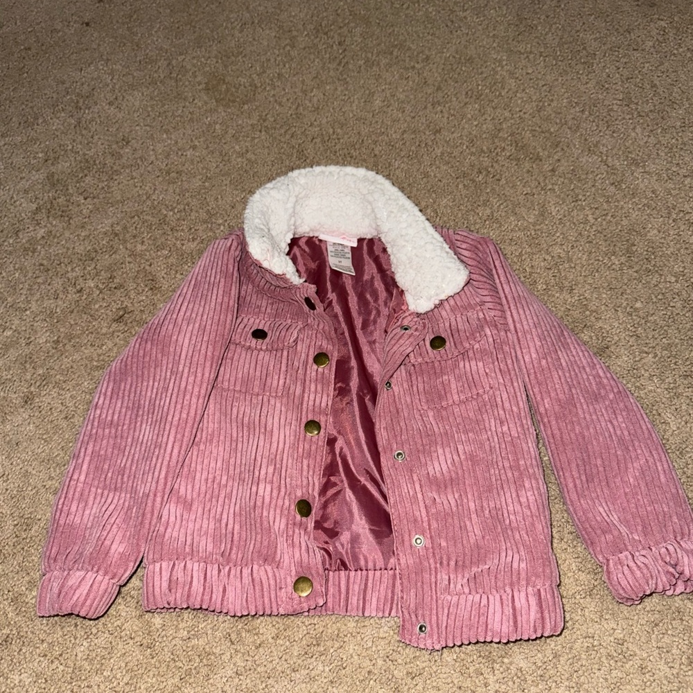 Little Lass Pink and White Jean Jacket Cozy Style
